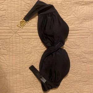 Bathing suit top. Strapless. Black with gold hook